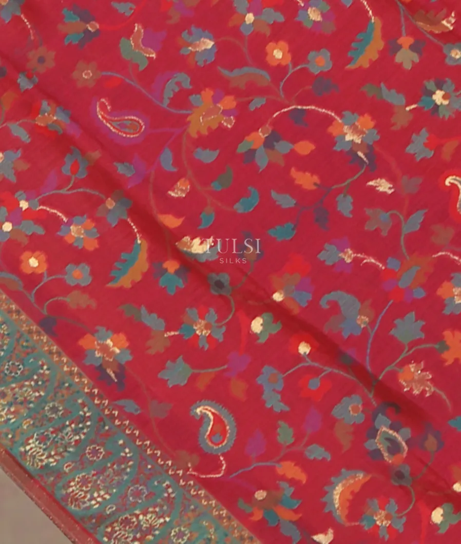 Orangish Pink Kashmir Kani Silk Dupatta T489032-image