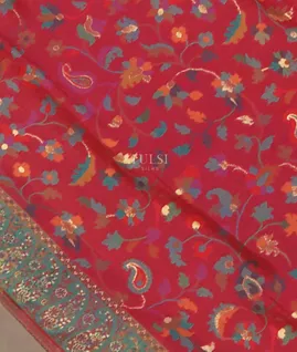 Orangish Pink Kashmir Kani Silk Dupatta T4890321