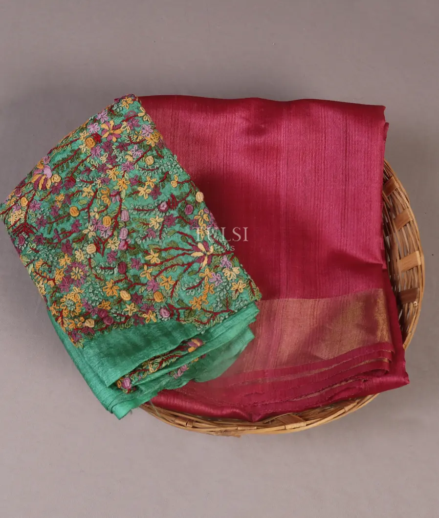 Pink Woven Tussar Saree T541273-image