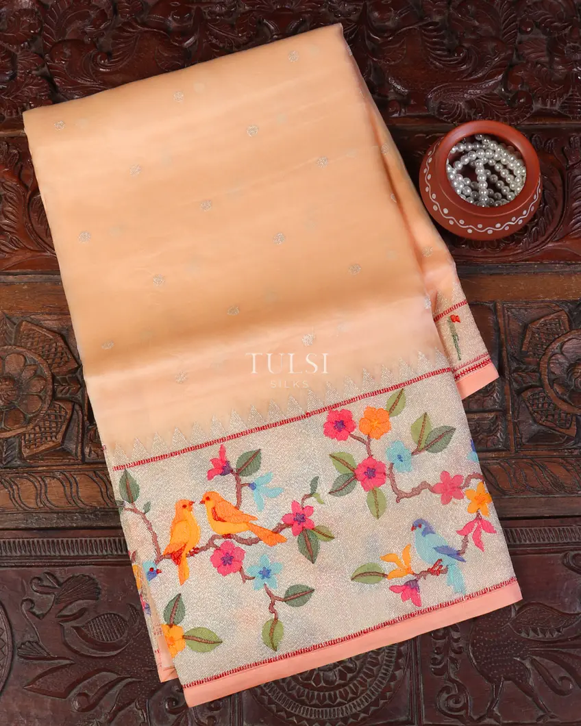 Peach Kora Organza Embroidery Saree T552845-image