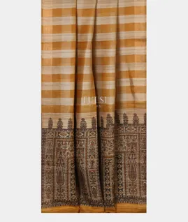 Beige and Yellow Tussar Printed Saree T5251352