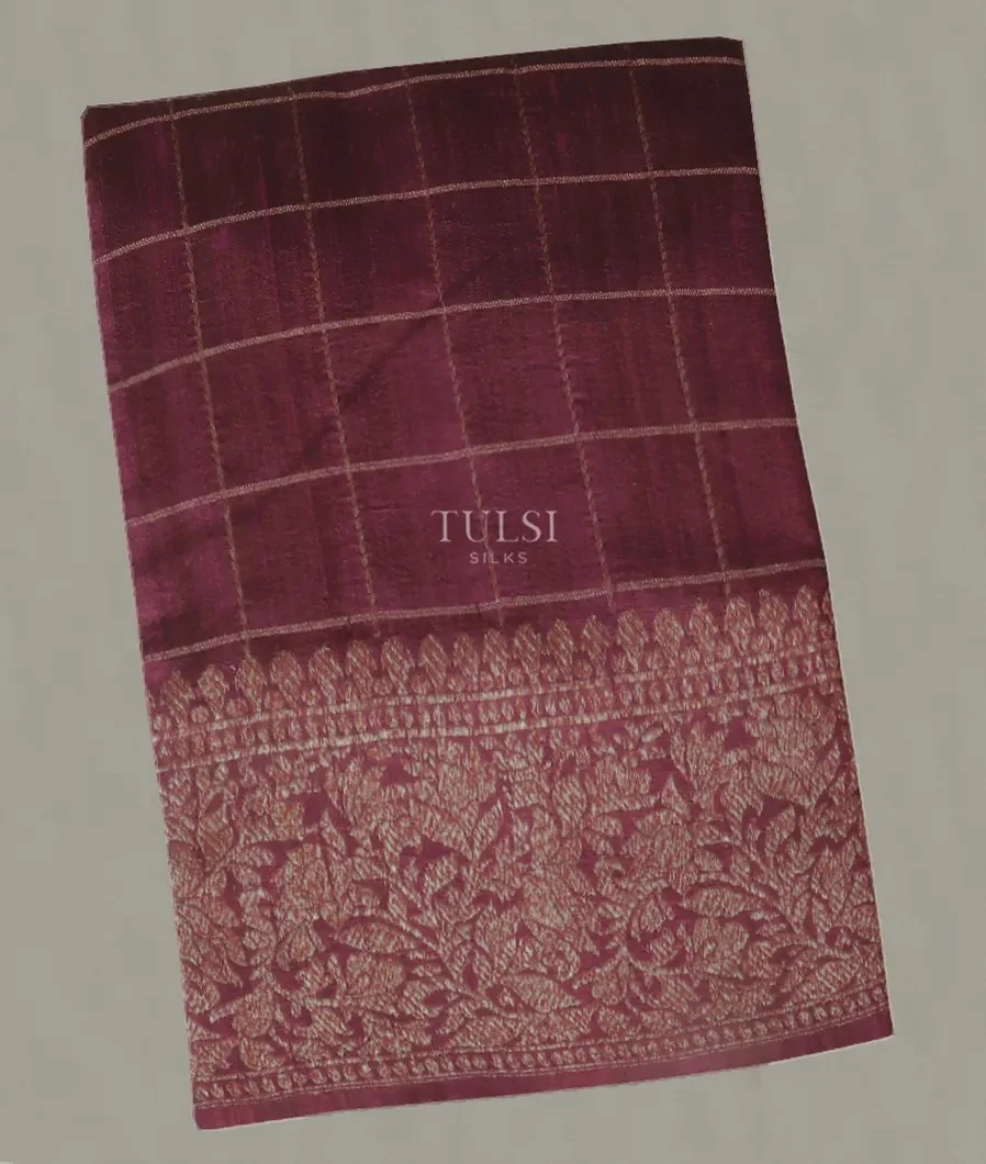 Burgundy Banaras Tussar Saree T552925-image