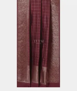 Burgundy Banaras Tussar Saree T5529252