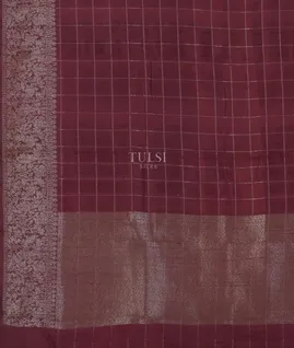 Burgundy Banaras Tussar Saree T5529254