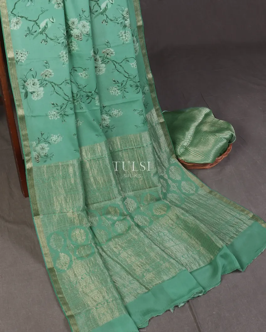 Green Mysore Crepe Silk Saree T5527724