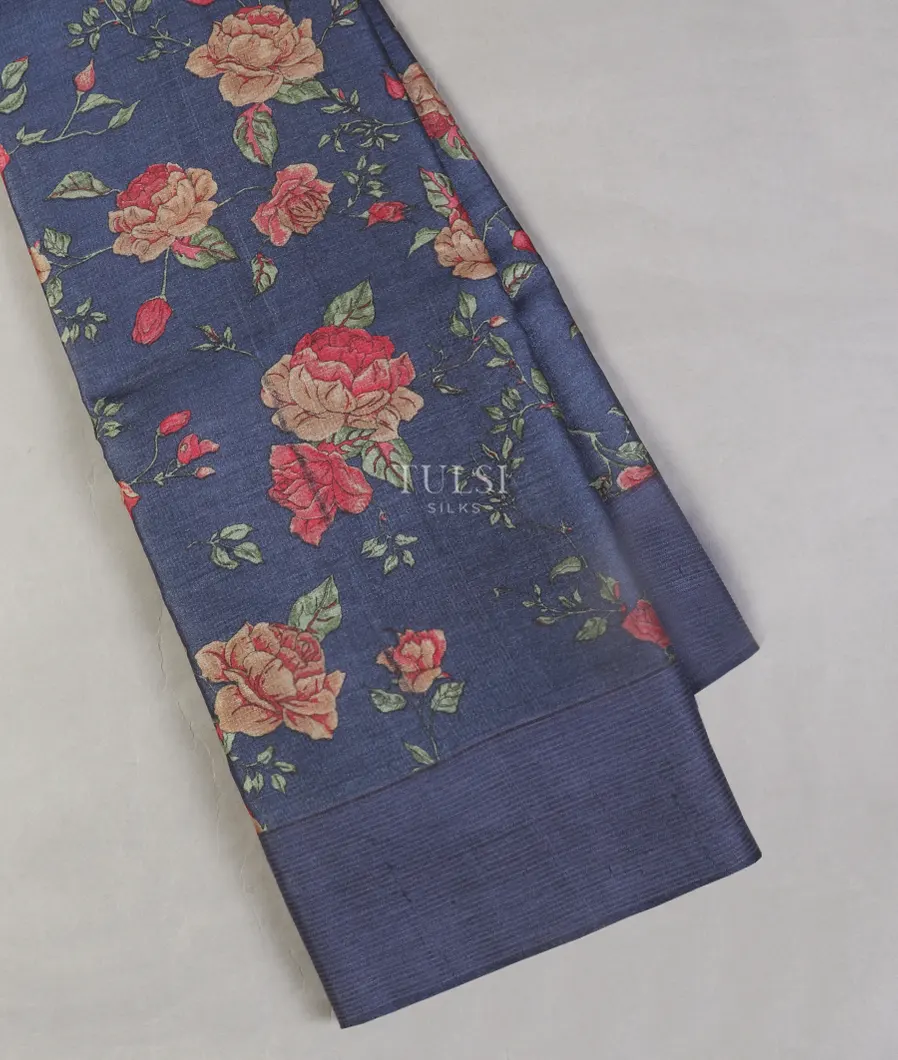 Blue Tussar Printed Saree T540731-image