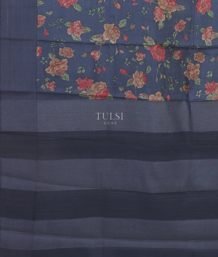Blue Tussar Printed Saree T5407314