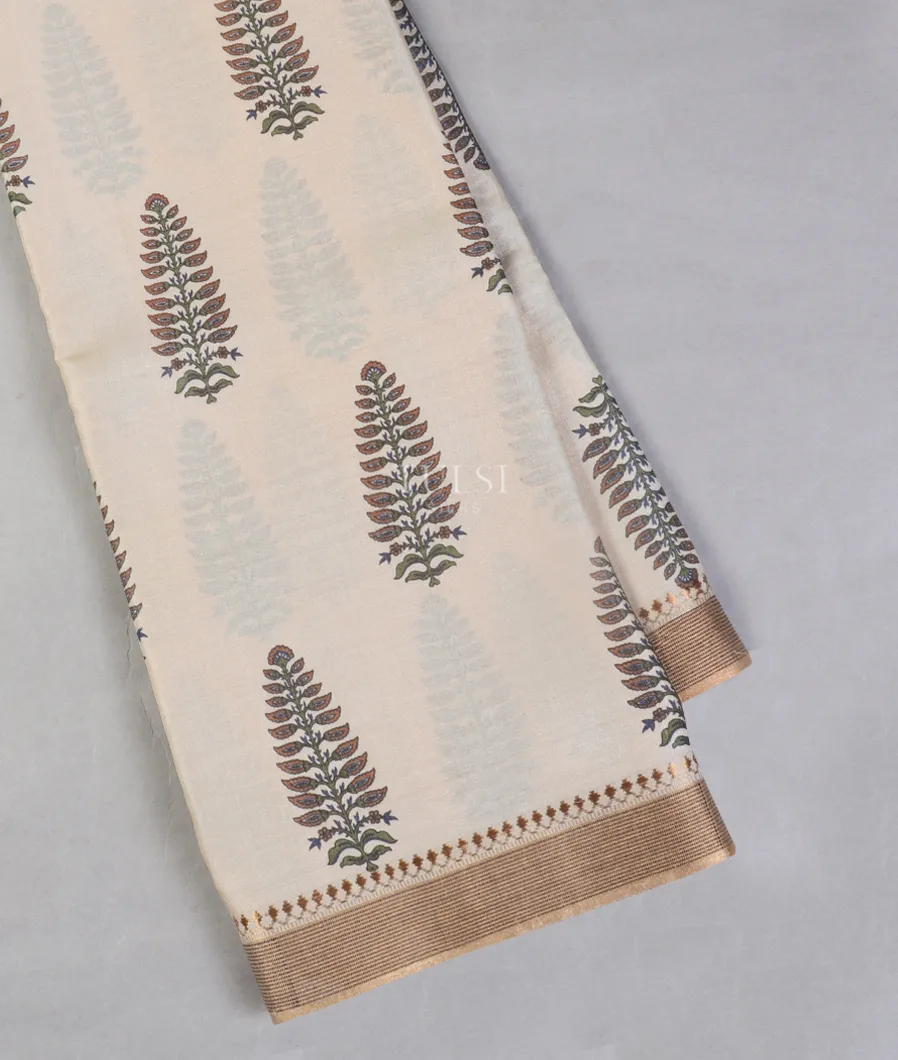 Off - White Tussar Printed Saree T533388-image