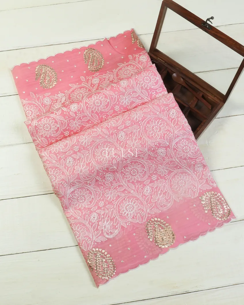 Pink Kora Organza Embroidery Saree T553267-image