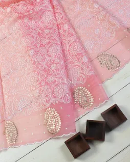 Pink Kora Organza Embroidery Saree T5532672