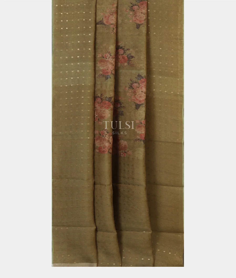 Green Tissue Tussar Printed Saree T5418782