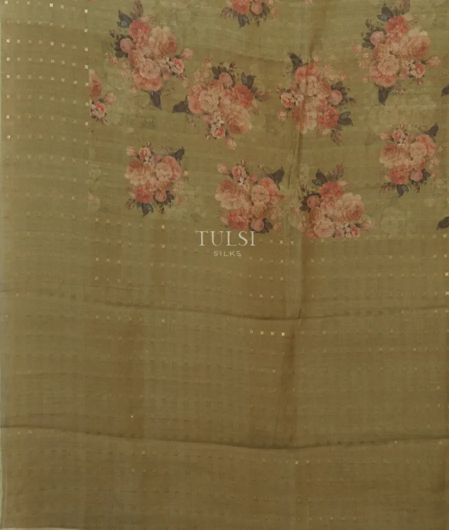 Green Tissue Tussar Printed Saree T5418784