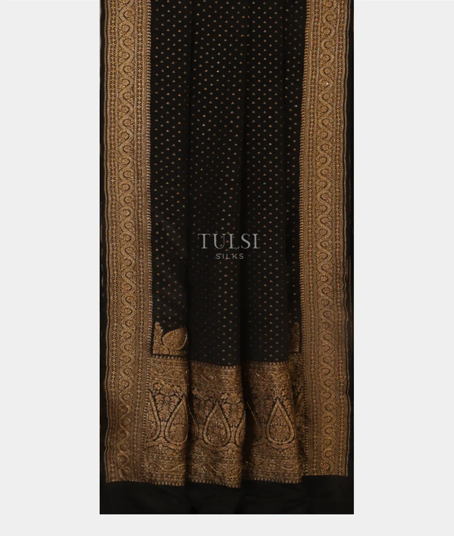 Black Banaras Crepe Silk Saree T4931662