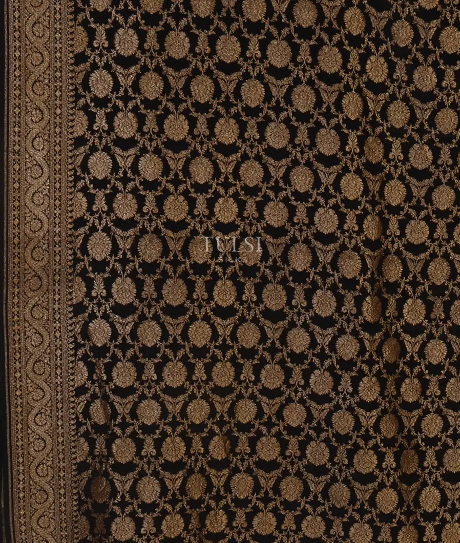 Black Banaras Crepe Silk Saree T4931663