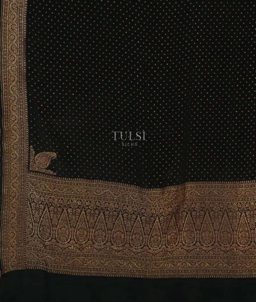 Black Banaras Crepe Silk Saree T4931664