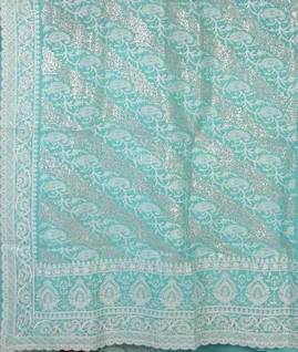 Blue Kora Organza Embroidery Saree T4764334