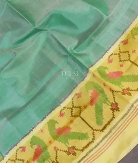 Bluish Green Patola Silk Saree T5543975