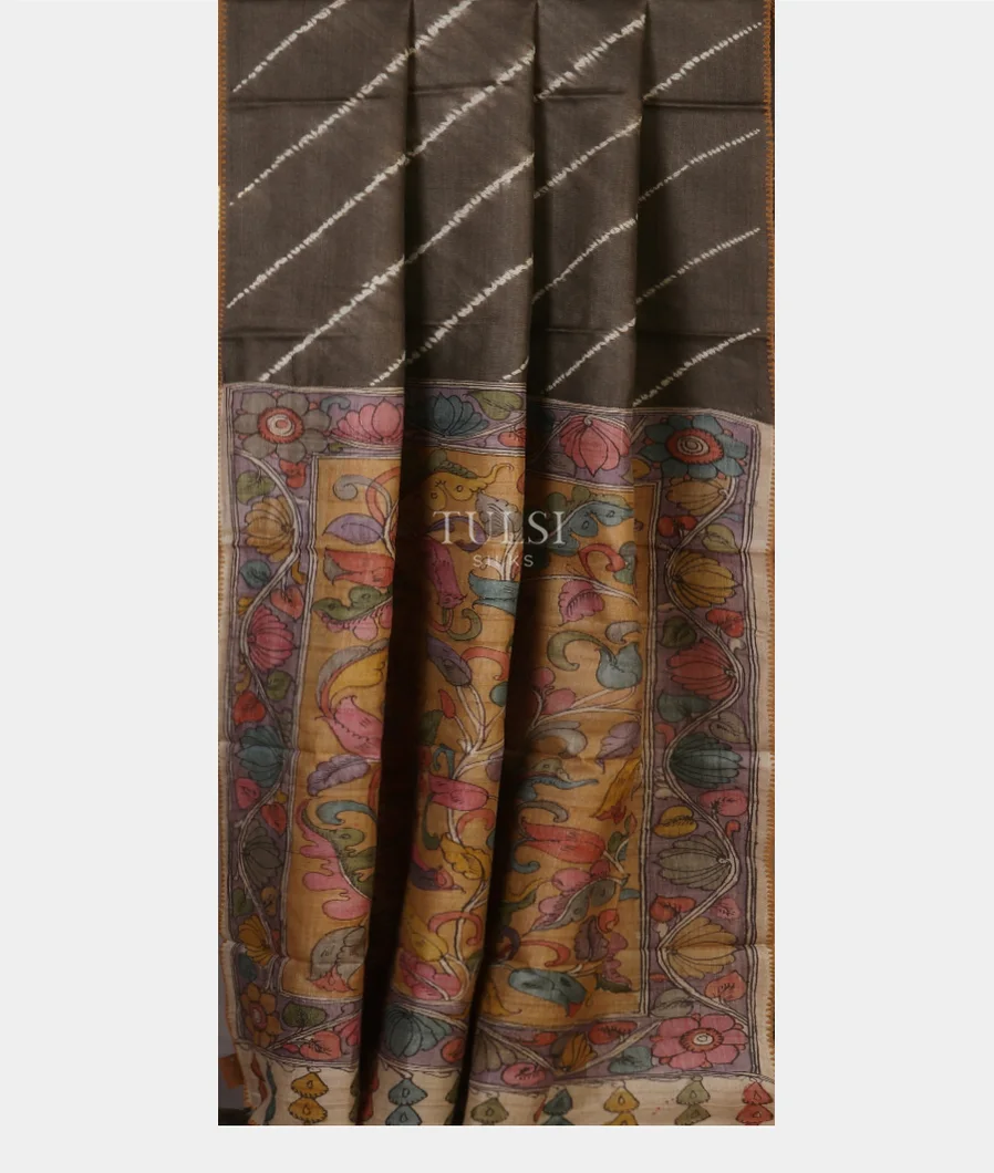 Grey Tussar Printed Saree T5461662
