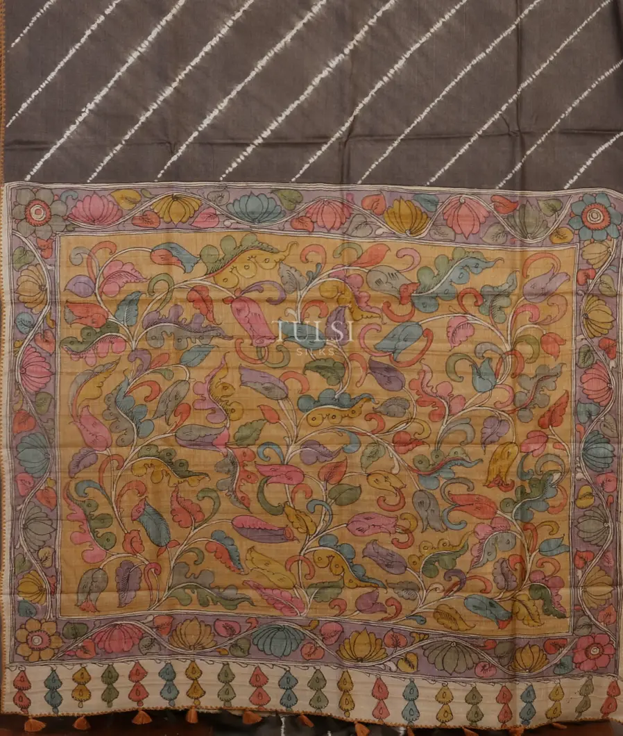 Grey Tussar Printed Saree T5461664