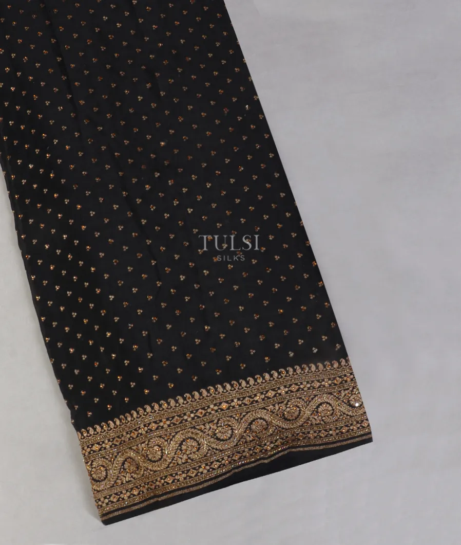 Black Banaras Crepe Silk Saree T493166-image