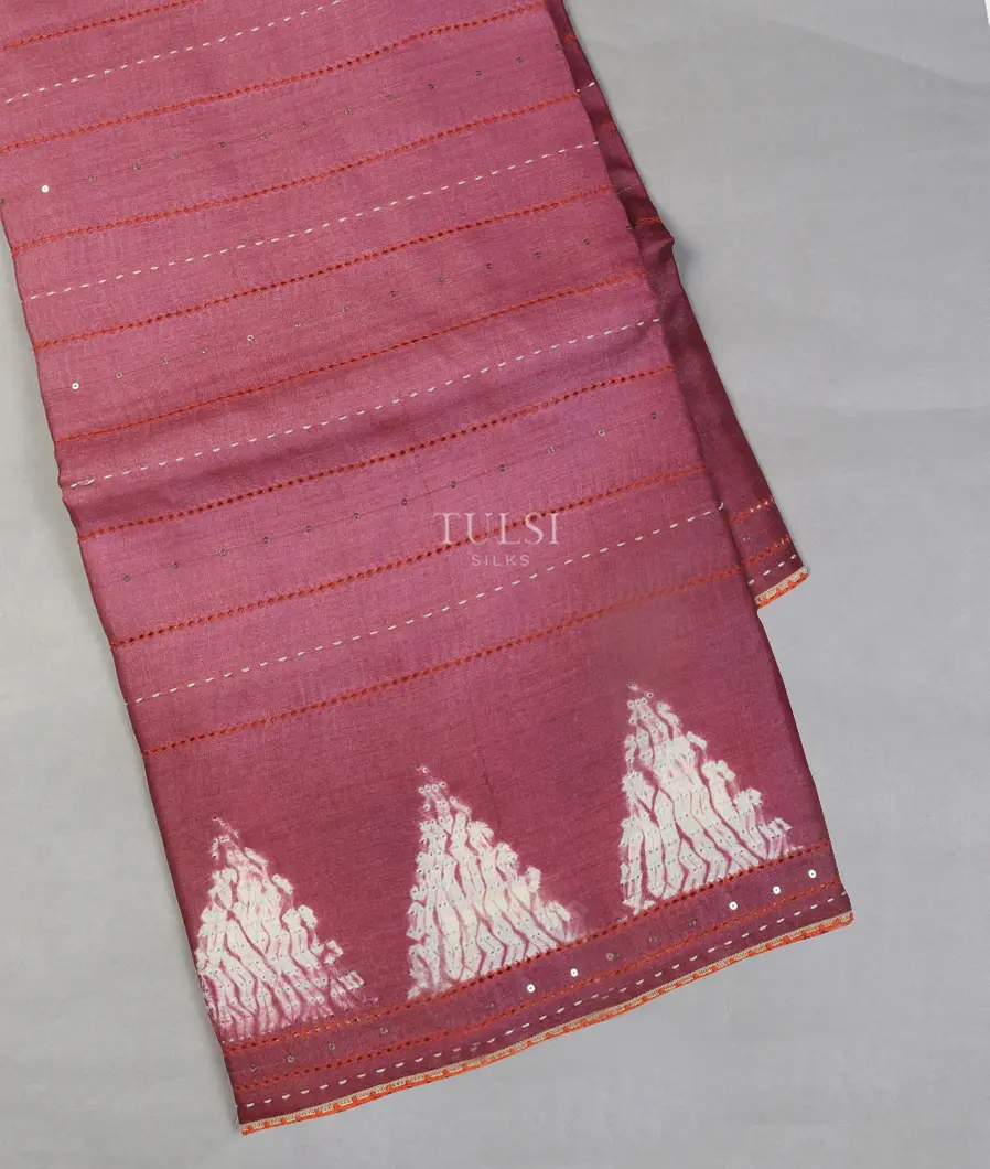 Pinkish Purple Tussar Printed Saree T546208-image
