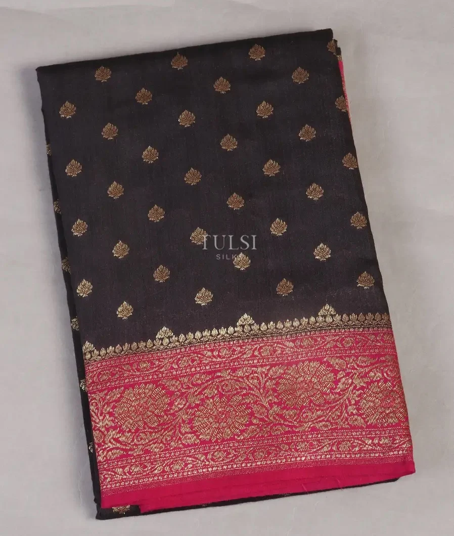 Black Banaras Tussar Saree T502538-image