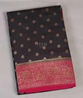Black Banaras Tussar Saree T5025381