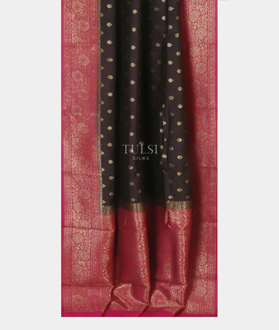 Black Banaras Tussar Saree T5025382