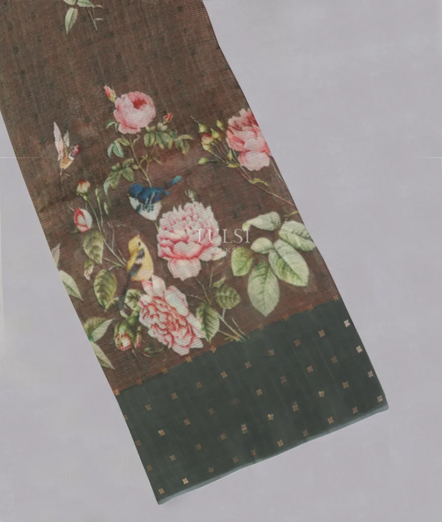 Black Tissue Organza Printed Saree T525193-image