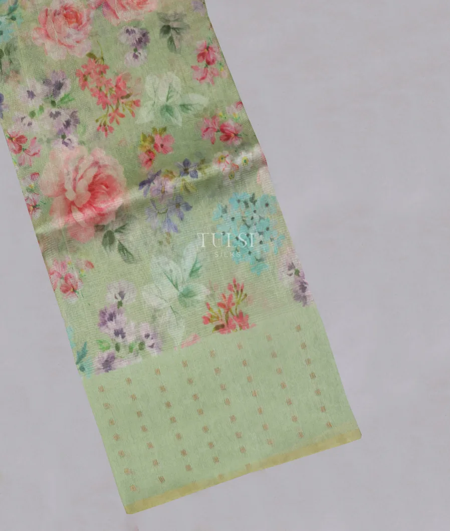Green Tissue Organza Printed Saree T512051-image