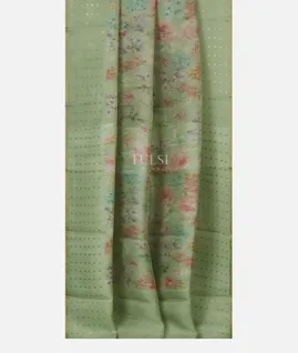 Green Tissue Organza Printed Saree T5120512