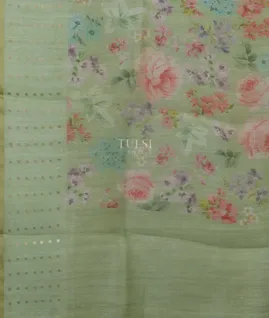 Green Tissue Organza Printed Saree T5120514