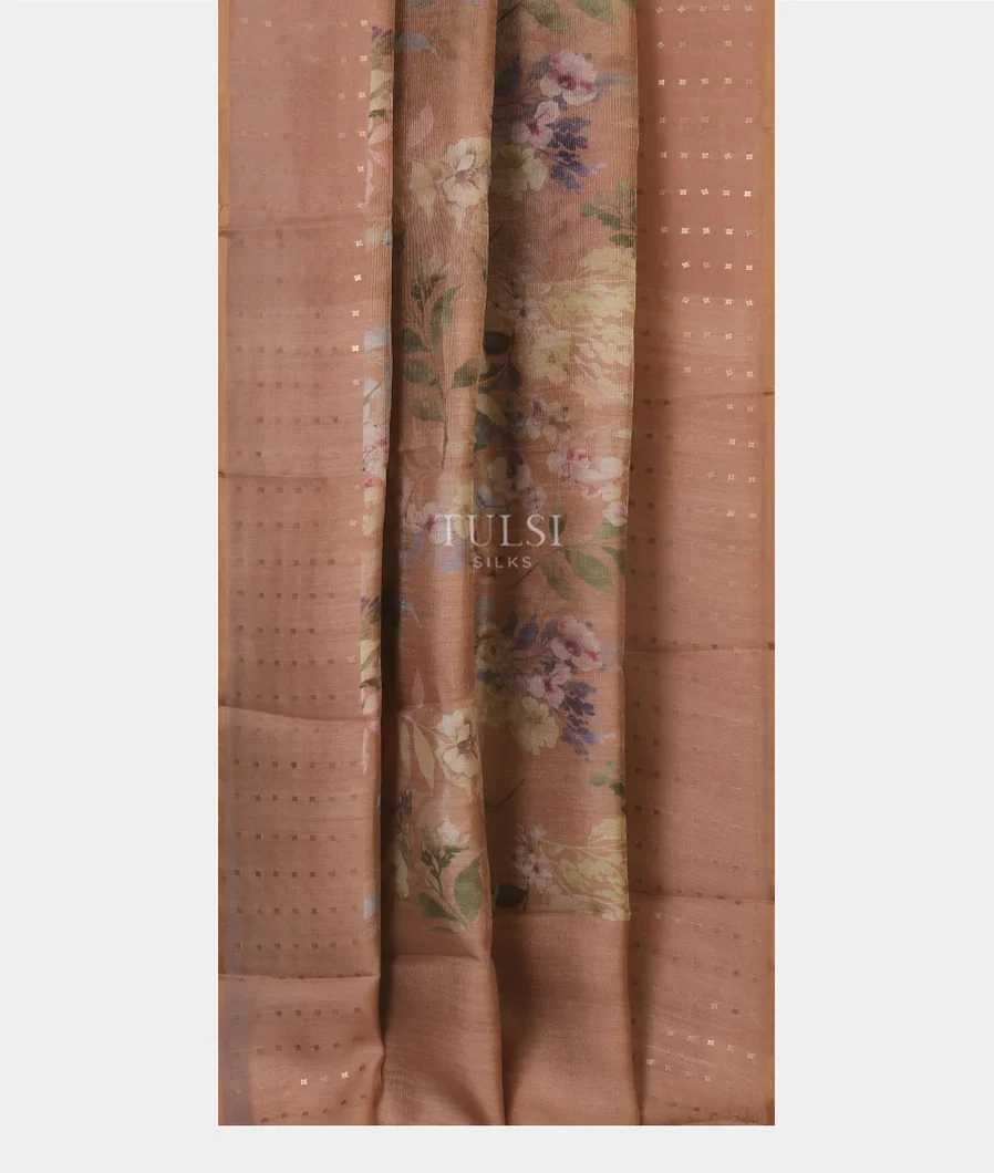 Beige Tissue Organza Printed Saree T5069592