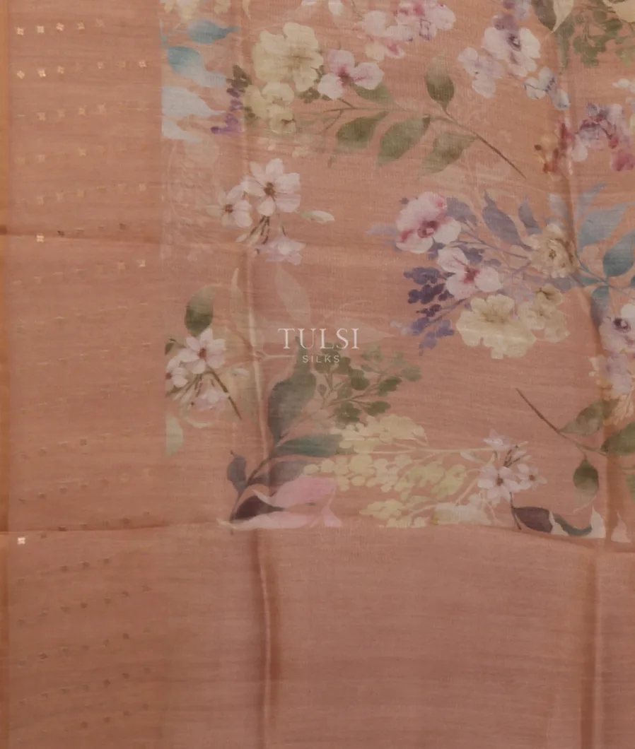 Beige Tissue Organza Printed Saree T5069594