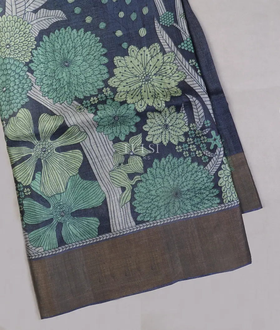 Midnight Blue Tussar Printed Saree T547172-image