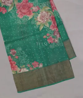 Green Tussar Printed Saree T5471431