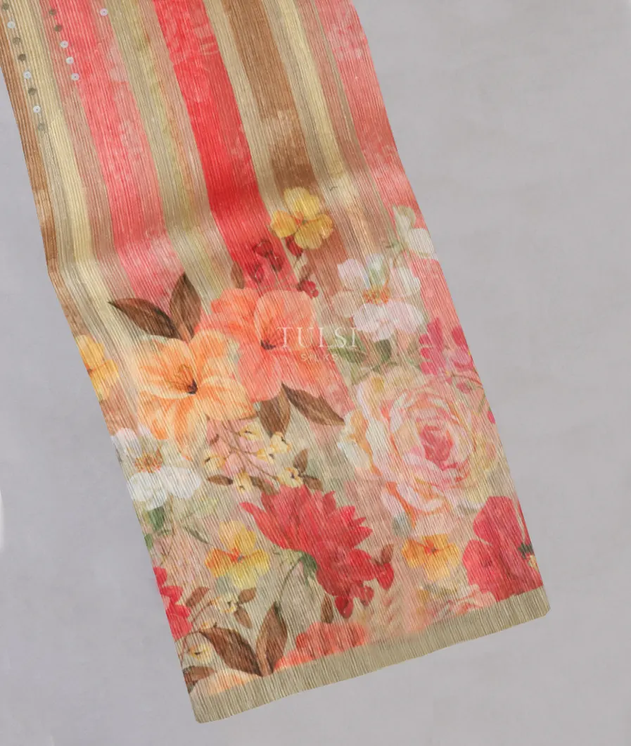 Multicolour Tussar Organza Printed Saree T510127-image