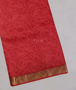 Red Silk Kota Embroidery Saree T5399381