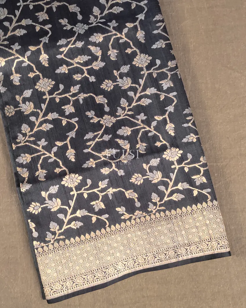 Blue Banaras Kathan Tussar Saree T553352-image