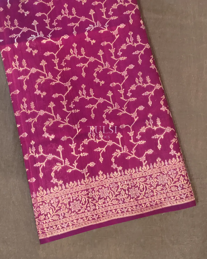 Purple Banaras Kathan Tussar Saree T553353-image