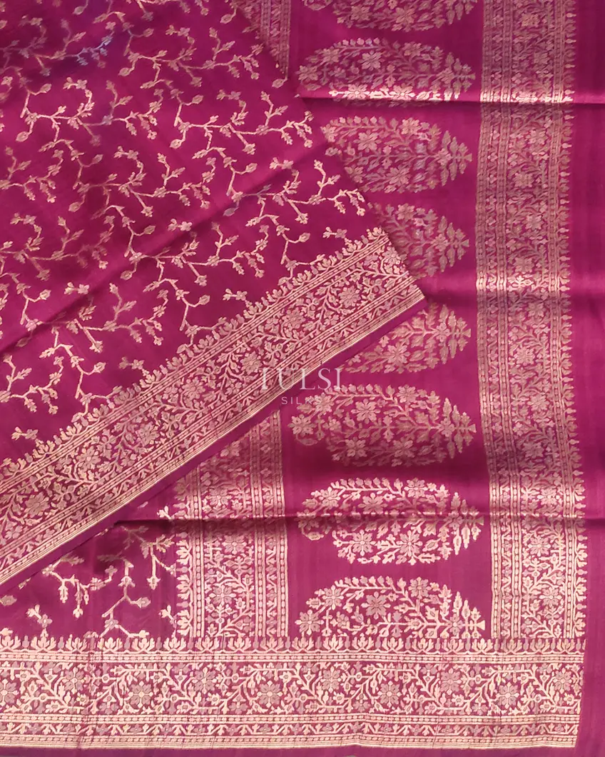 Purple Banaras Kathan Tussar Saree T5533534