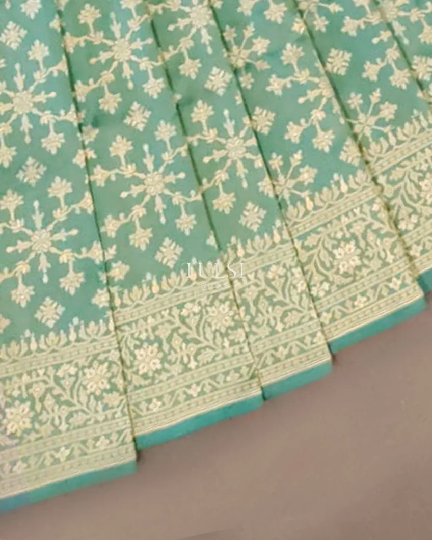 Greenish Blue Banaras Kathan Silk Saree T5533502