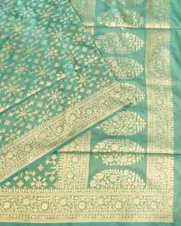 Greenish Blue Banaras Kathan Silk Saree T5533504