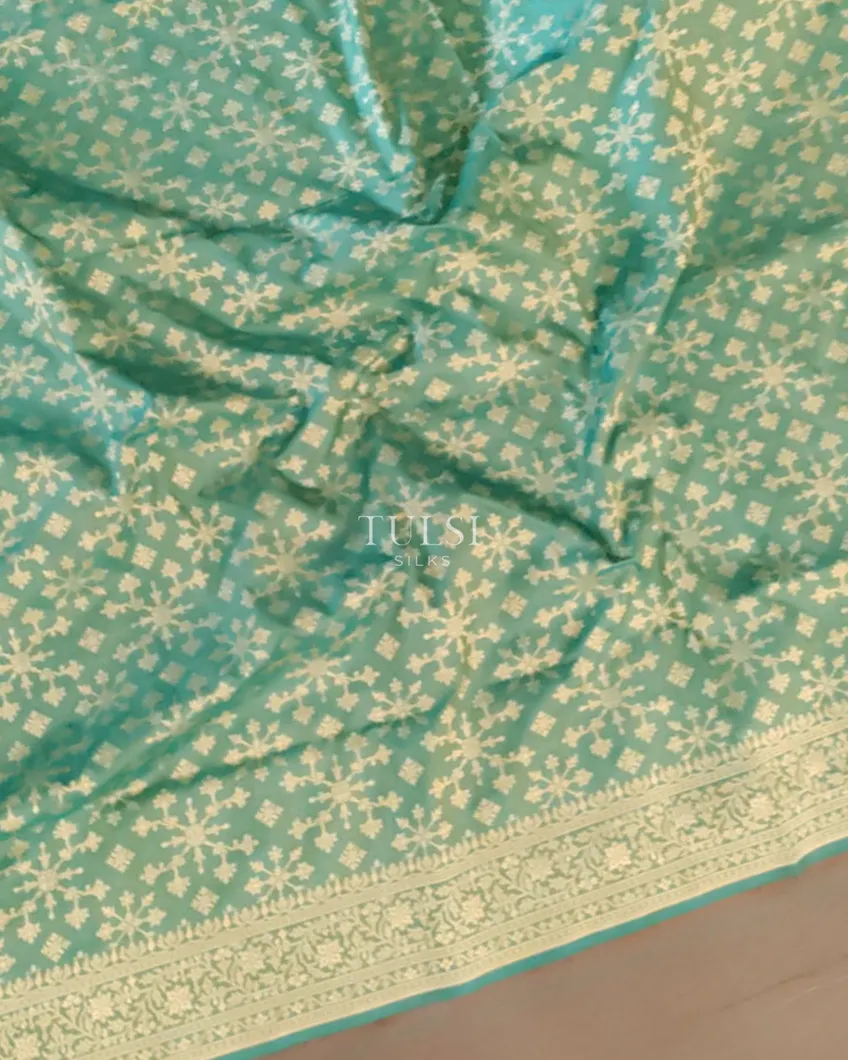 Greenish Blue Banaras Kathan Silk Saree T5533505