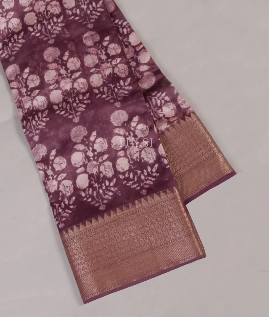 Purple Soft Printed Cotton Saree T554953-image