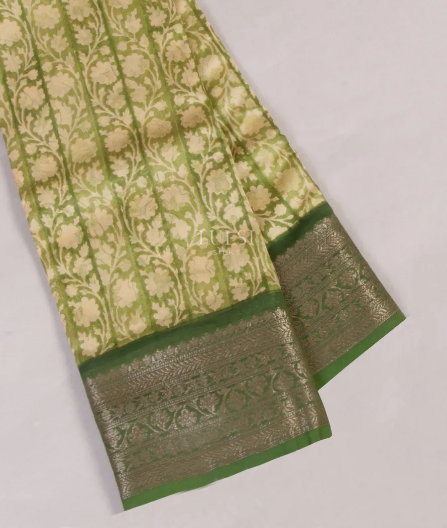 Green Soft Printed Cotton Saree T554948-image