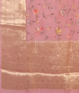 Pink Kora Organza Embroidery Saree T5532714