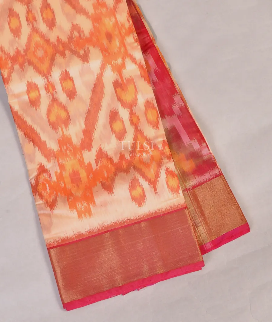 Beige Pochampalli Silk Cotton Saree T555543-image