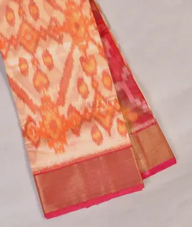 Beige Pochampalli Silk Cotton Saree T5555431