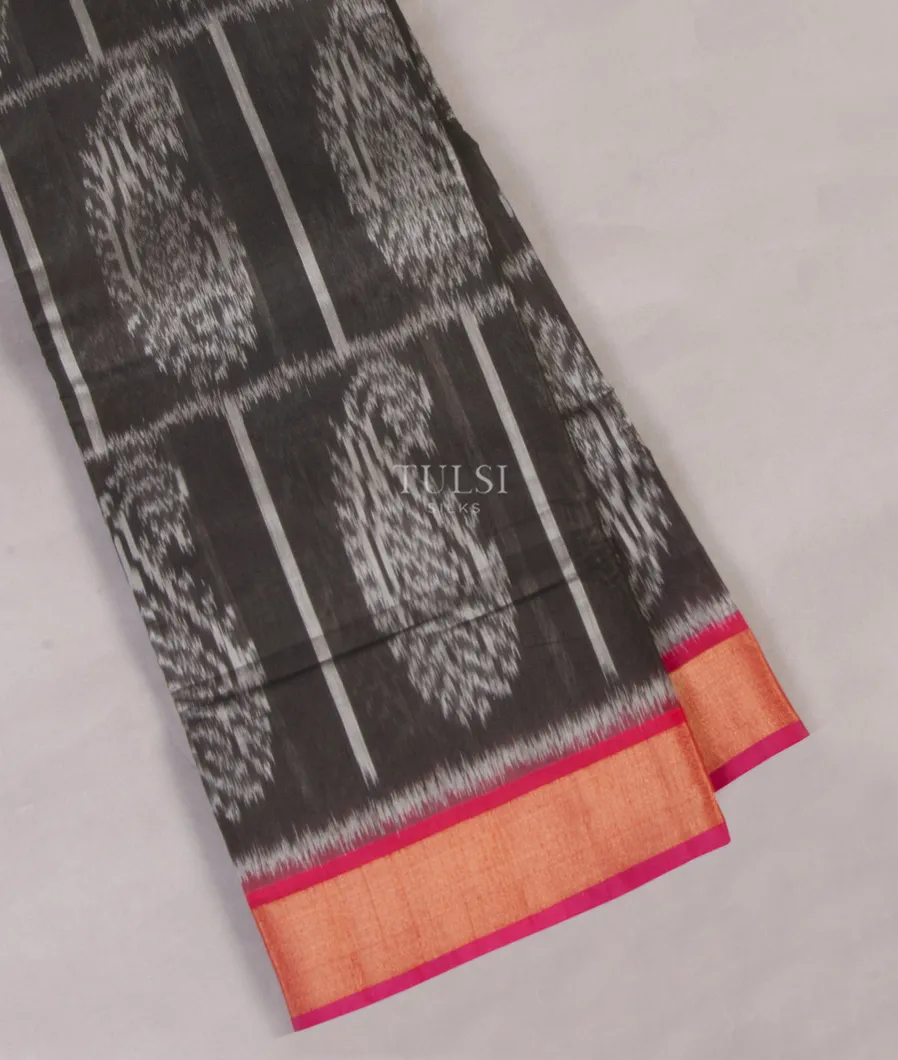Black Pochampalli Silk Cotton Saree T555531-image